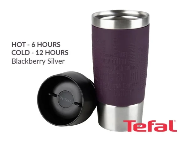 TEFAL Thermal Travel Mug 0.36 L, Blackberry Silver – K3085114