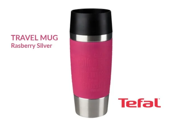 TEFAL Thermal Travel Mug 0.36 liter, Raspberry Silver – K3087114