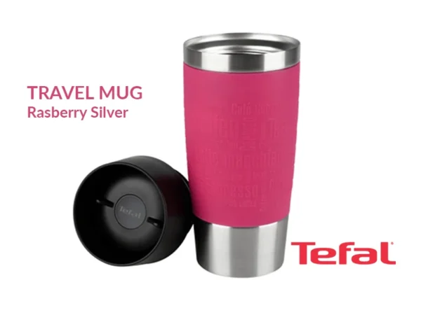 TEFAL Thermal Travel Mug 0.36 liter, Raspberry Silver – K3087114 - Image 2