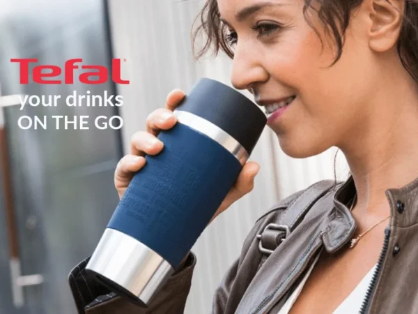 TEFAL Thermal Travel Mug 0.36 L, Blue Silver – K3082114 - Image 2